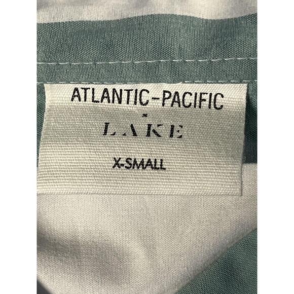 Atlantic-Pacific x LAKE Shirt Dress Womens XS Green/White Striped Pockets Resort - Picture 10 of 15